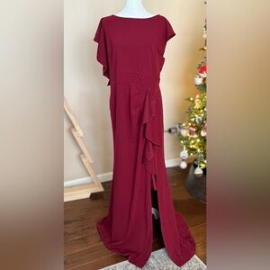 Ever Pretty Asymmetrical Burgundy Red Asymmetrical Dress, 3XL